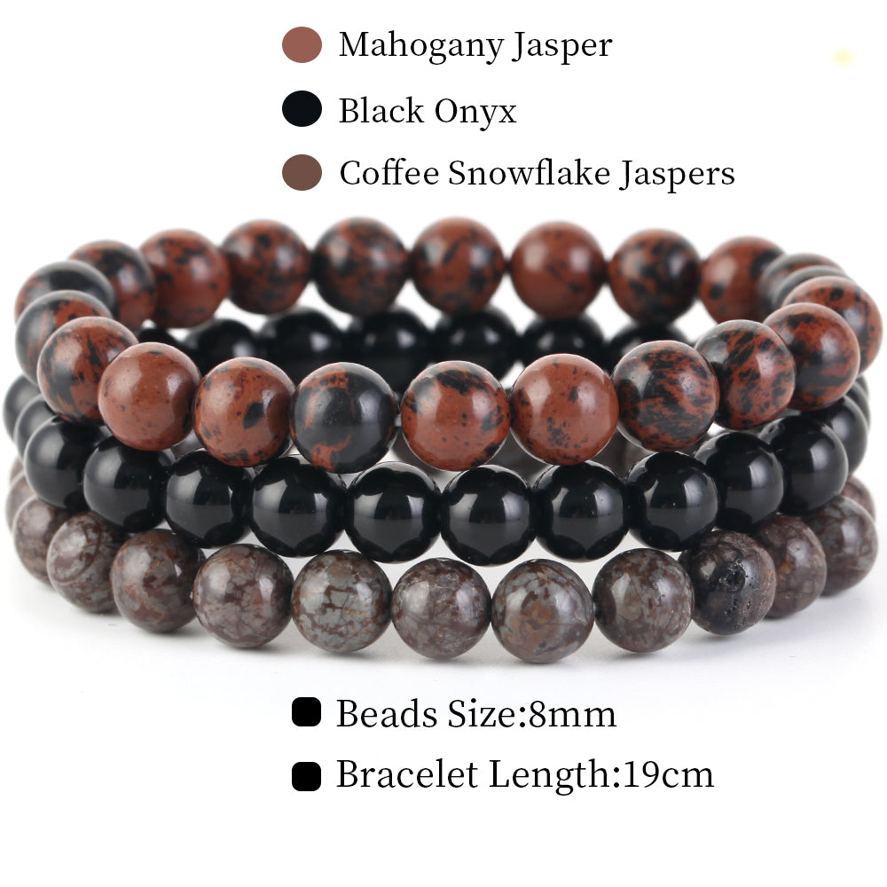 Natural Stone Bracelets Set, 3 Piece set-no-12 l-210mm by HitMyNeed