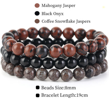 Natural Stone Bracelets Set, 3 Piece set-no-12 l-210mm by HitMyNeed
