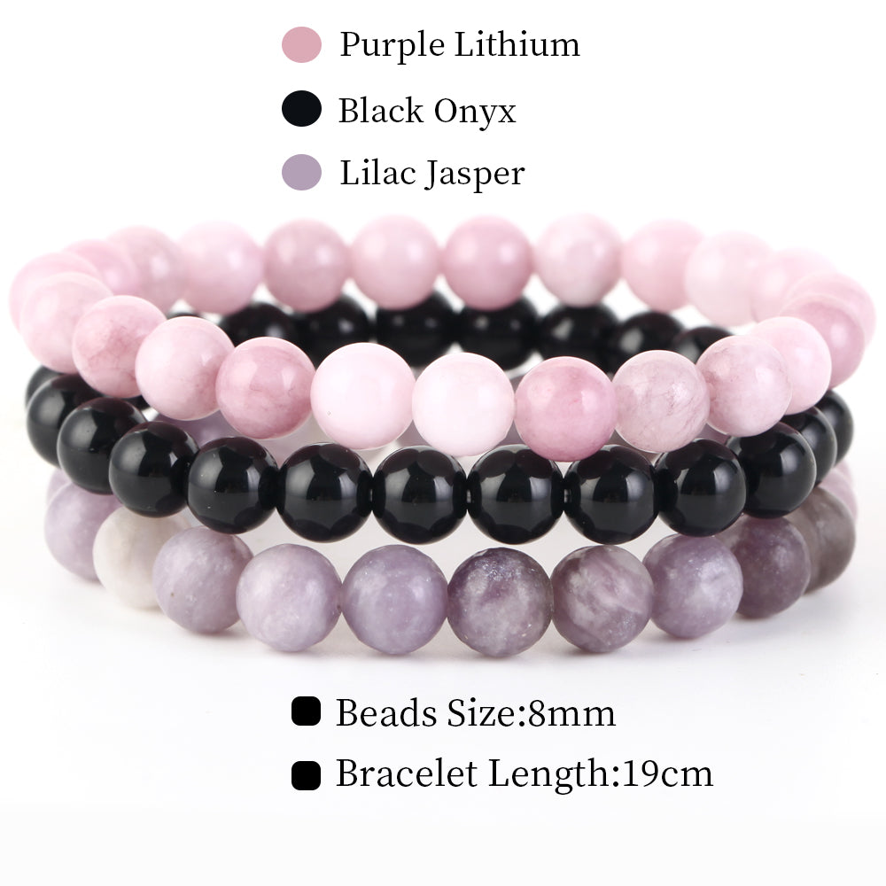 Natural Stone Bracelets Set, 3 Piece set-no-13 l-210mm by HitMyNeed