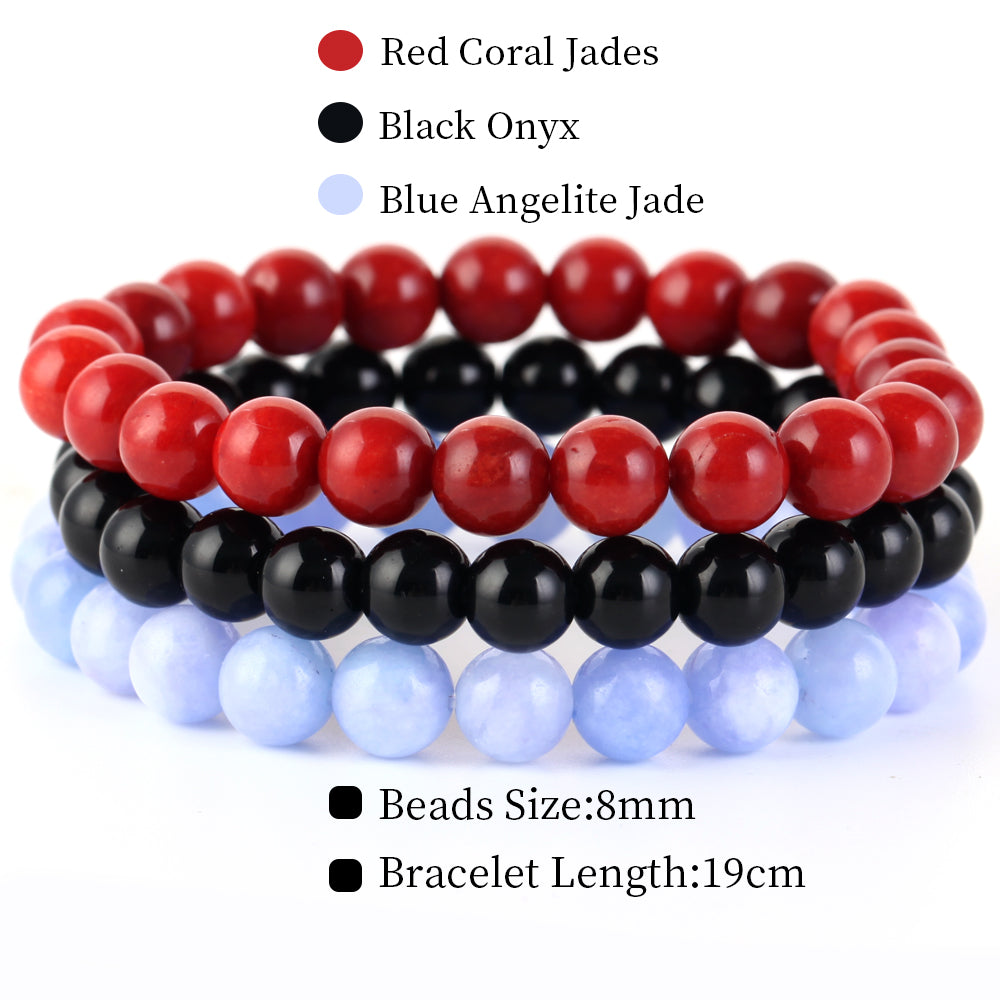 Natural Stone Bracelets Set, 3 Piece set-no-14 l-210mm by HitMyNeed