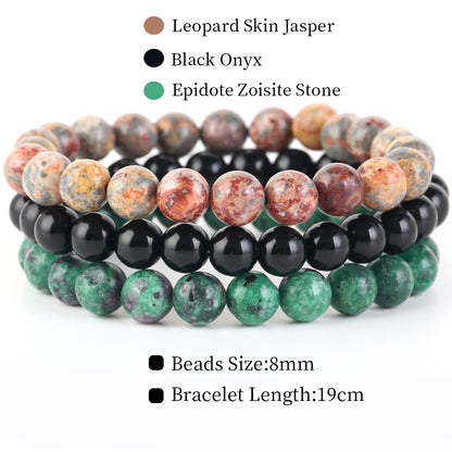 Natural Stone Bracelets Set, 3 Piece set-no-16 m-190mm by HitMyNeed