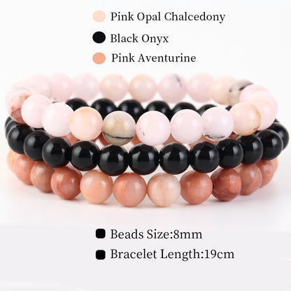 Natural Stone Bracelets Set, 3 Piece set-no-17 l-210mm by HitMyNeed