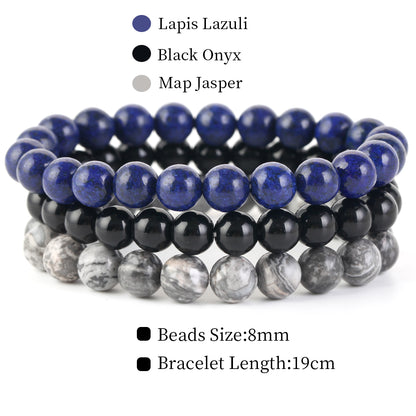 Natural Stone Bracelets Set, 3 Piece set-no-18 l-210mm by HitMyNeed