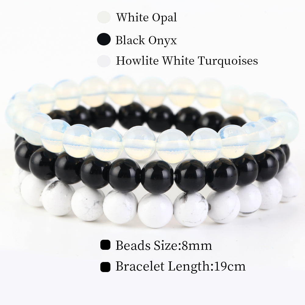 Natural Stone Bracelets Set, 3 Piece set-no-19 l-210mm by HitMyNeed