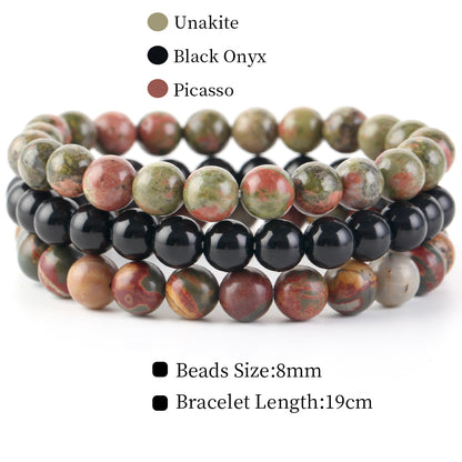 Natural Stone Bracelets Set, 3 Piece set-no-2 s-170mm by HitMyNeed