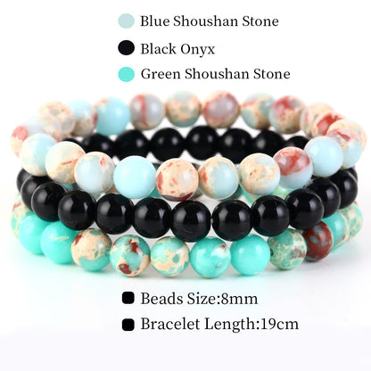 Natural Stone Bracelets Set, 3 Piece set-no-20 l-210mm by HitMyNeed