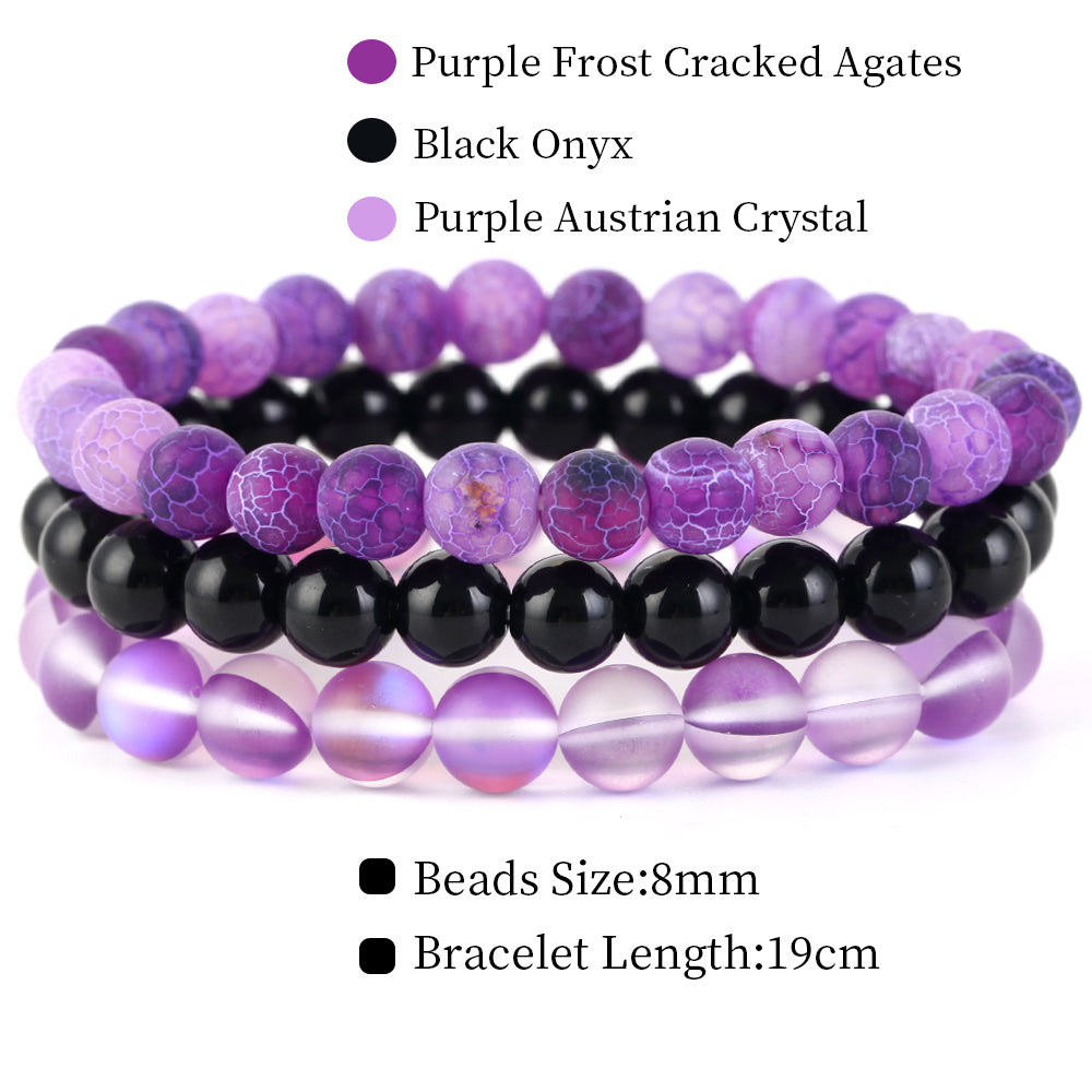 Natural Stone Bracelets Set, 3 Piece set-no-21 l-210mm by HitMyNeed