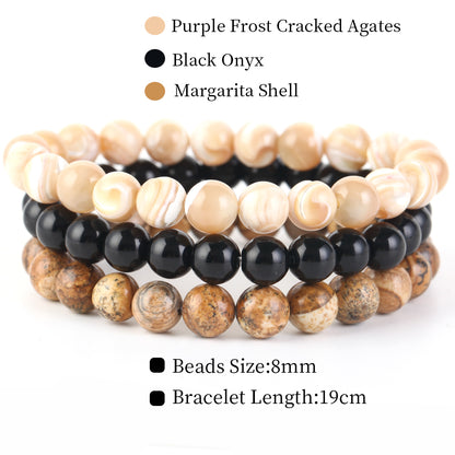 Natural Stone Bracelets Set, 3 Piece set-no-22 l-210mm by HitMyNeed