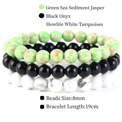 Natural Stone Bracelets Set, 3 Piece set-no-23 l-210mm by HitMyNeed