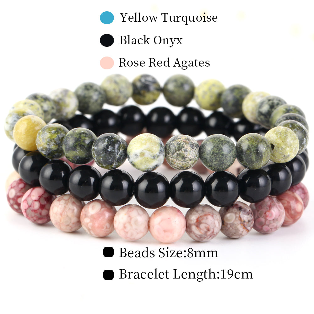 Natural Stone Bracelets Set, 3 Piece set-no-25 l-210mm by HitMyNeed