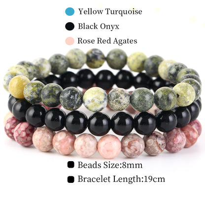 Natural Stone Bracelets Set, 3 Piece set-no-25 l-210mm by HitMyNeed