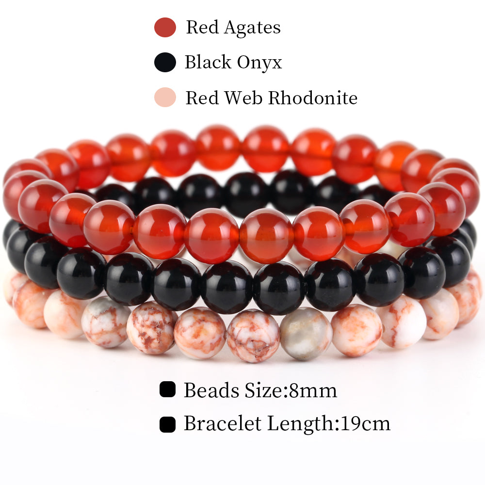 Natural Stone Bracelets Set, 3 Piece set-no-27 l-210mm by HitMyNeed