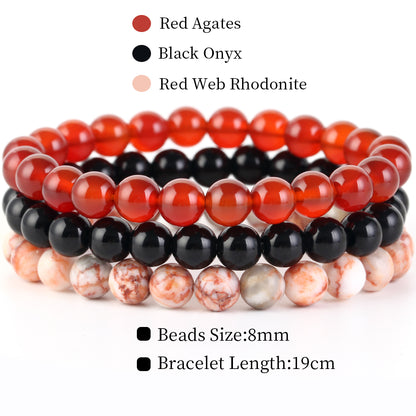 Natural Stone Bracelets Set, 3 Piece set-no-27 l-210mm by HitMyNeed