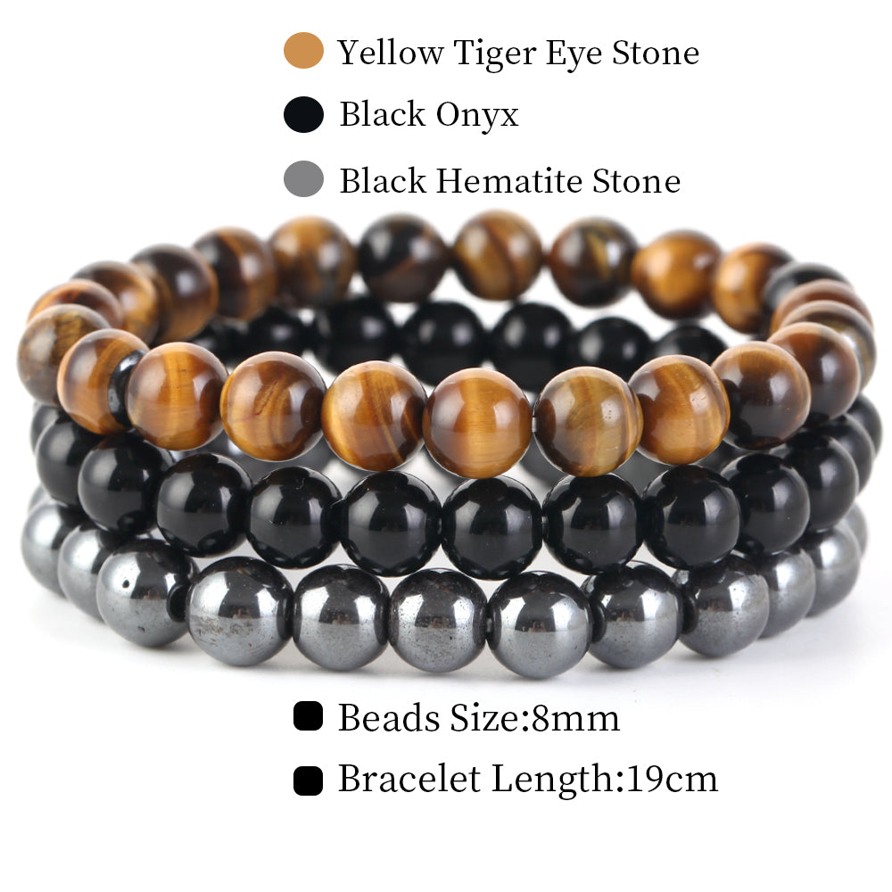 Natural Stone Bracelets Set, 3 Piece set-no-29 s-170mm by HitMyNeed