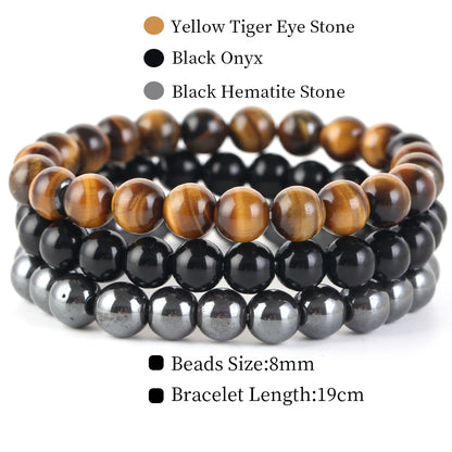 Natural Stone Bracelets Set, 3 Piece set-no-29 s-170mm by HitMyNeed
