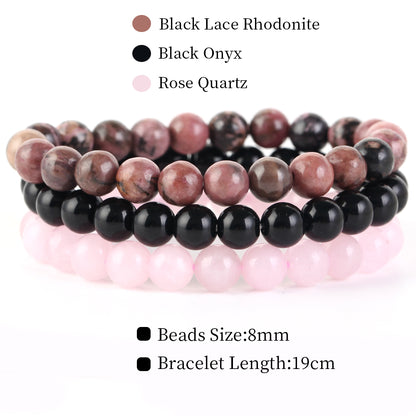 Natural Stone Bracelets Set, 3 Piece set-no-30 l-210mm by HitMyNeed