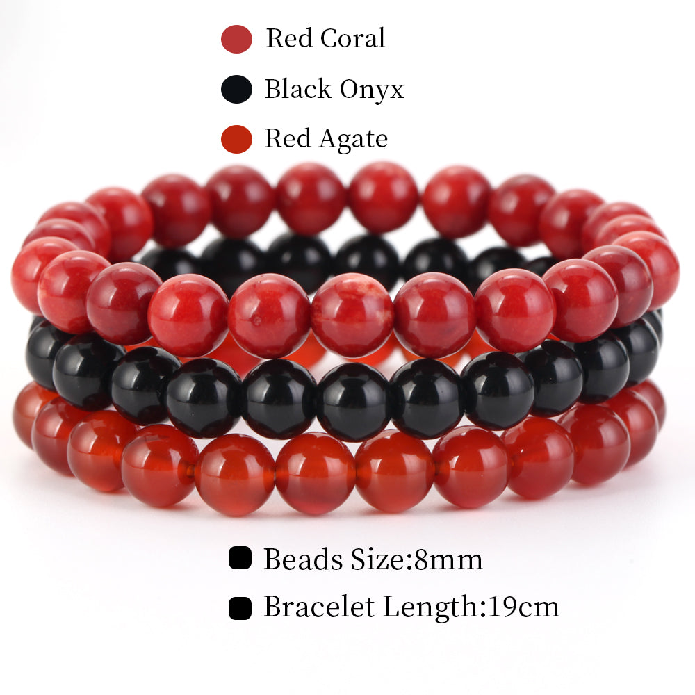 Natural Stone Bracelets Set, 3 Piece set-no-32 l-210mm by HitMyNeed