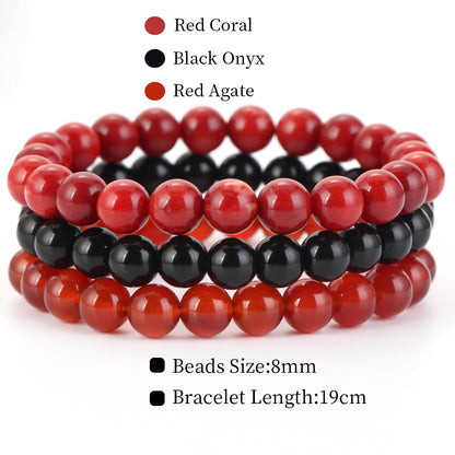 Natural Stone Bracelets Set, 3 Piece set-no-32 l-210mm by HitMyNeed