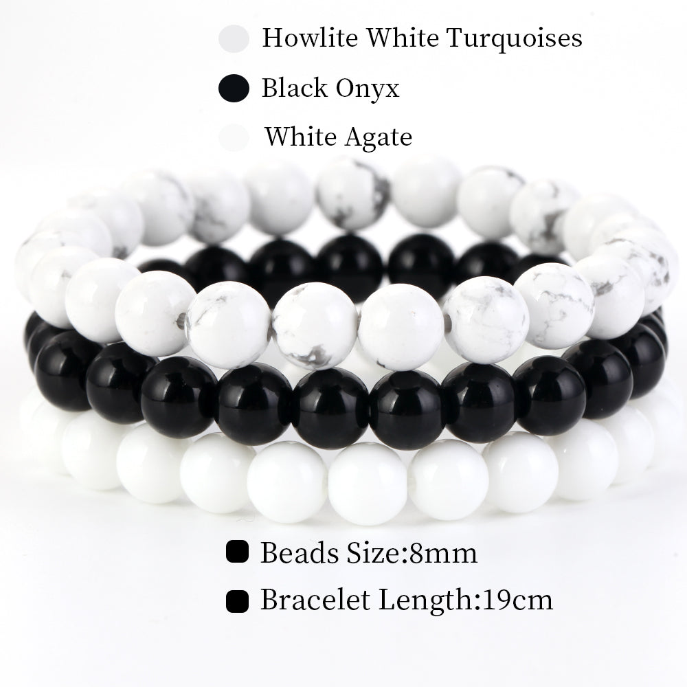 Natural Stone Bracelets Set, 3 Piece set-no-33 l-210mm by HitMyNeed