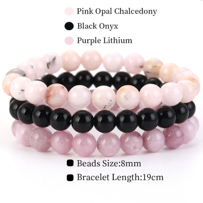Natural Stone Bracelets Set, 3 Piece set-no-35 l-210mm by HitMyNeed