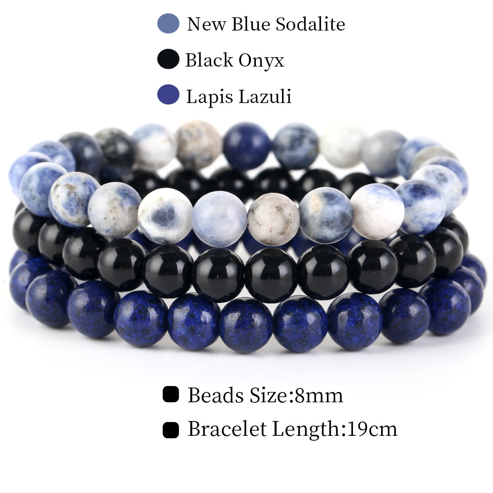 Natural Stone Bracelets Set, 3 Piece set-no-4 l-210mm by HitMyNeed