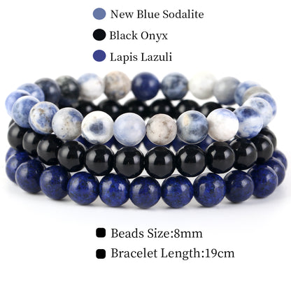 Natural Stone Bracelets Set, 3 Piece set-no-4 l-210mm by HitMyNeed