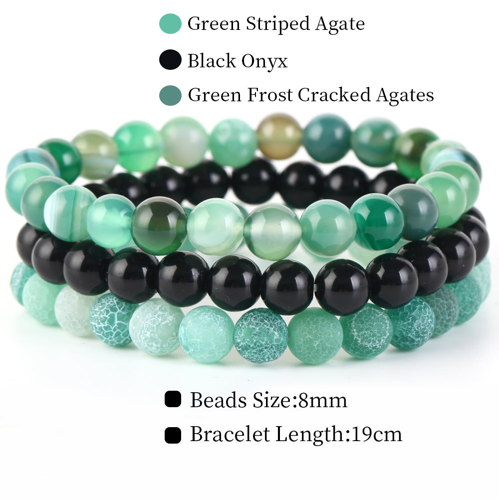 Natural Stone Bracelets Set, 3 Piece set-no-5 l-210mm by HitMyNeed