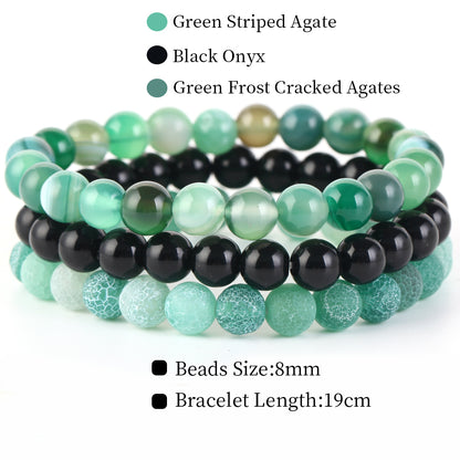 Natural Stone Bracelets Set, 3 Piece set-no-5 l-210mm by HitMyNeed