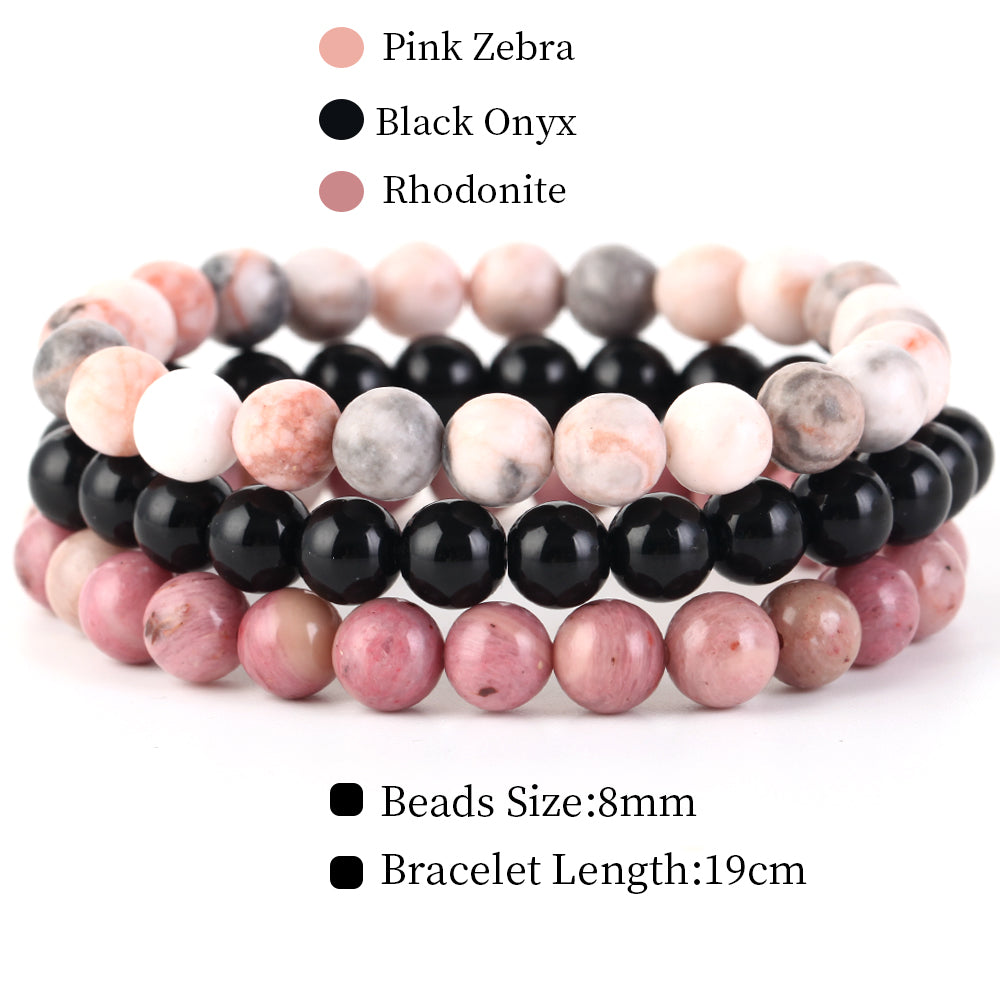 Natural Stone Bracelets Set, 3 Piece set-no-6 l-210mm by HitMyNeed
