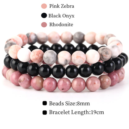 Natural Stone Bracelets Set, 3 Piece set-no-6 l-210mm by HitMyNeed