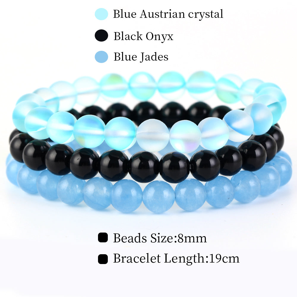 Natural Stone Bracelets Set, 3 Piece set-no-7 m-190mm by HitMyNeed