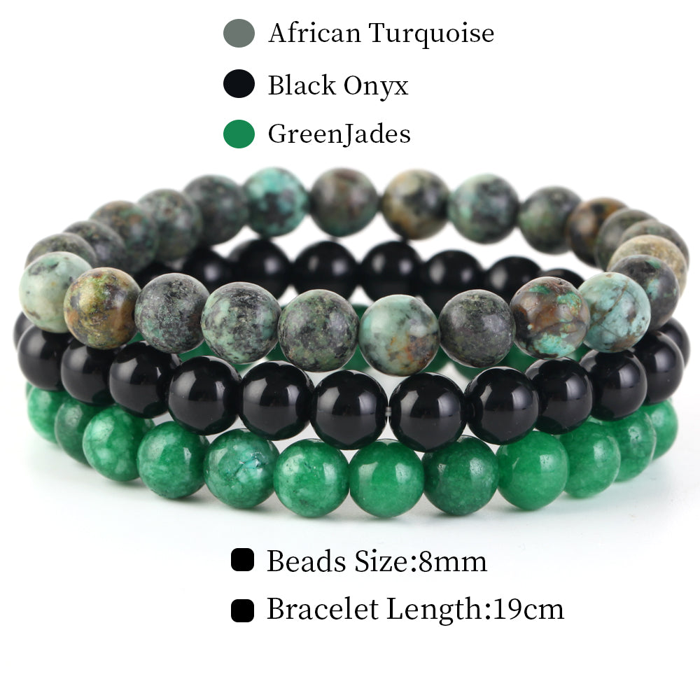 Natural Stone Bracelets Set, 3 Piece set-no-9 l-210mm by HitMyNeed