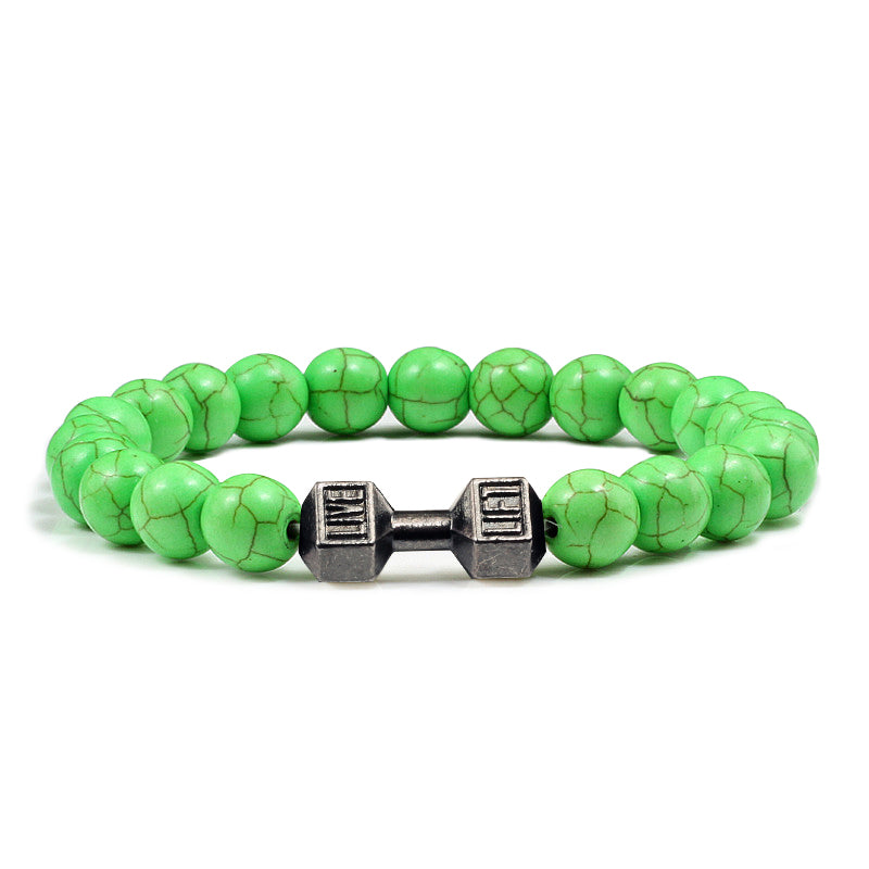 Natural Stone Dumbbell Bracelet for Fitness Lovers green by HitMyNeed