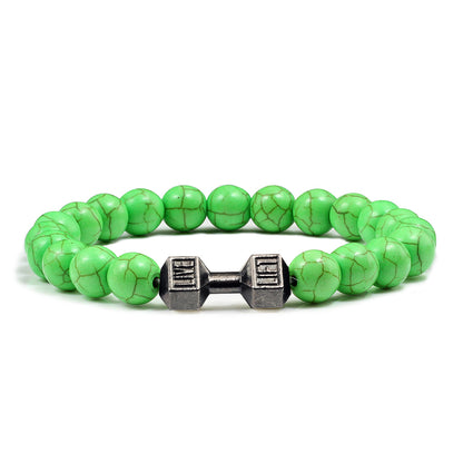 Natural Stone Dumbbell Bracelet for Fitness Lovers green by HitMyNeed