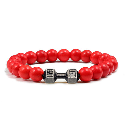 Natural Stone Dumbbell Bracelet for Fitness Lovers red by HitMyNeed