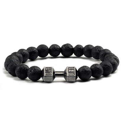 Natural Stone Dumbbell Bracelet for Fitness Lovers volcanic-stone by HitMyNeed