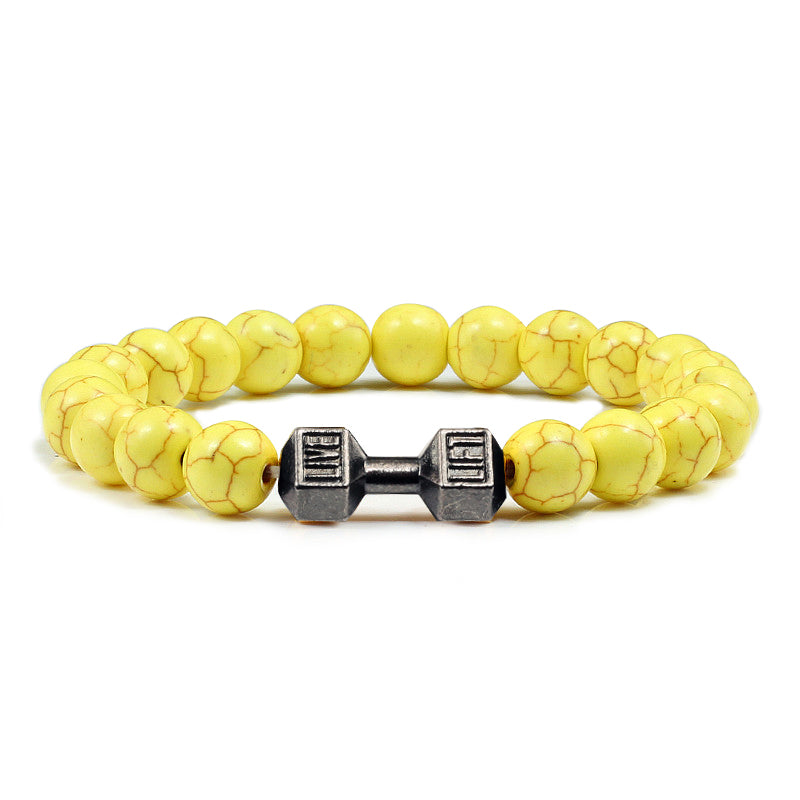 Natural Stone Dumbbell Bracelet for Fitness Lovers yellow by HitMyNeed