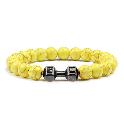 Natural Stone Dumbbell Bracelet for Fitness Lovers yellow by HitMyNeed