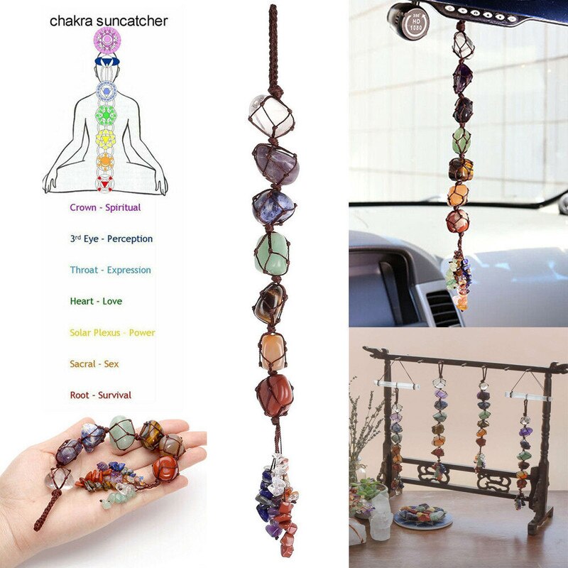 Natural Stone Hanging Chakra Crystals for Car by HitMyNeed