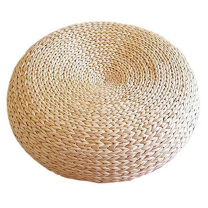 Natural Straw Round Floor Cushion, 45 cm by HitMyNeed