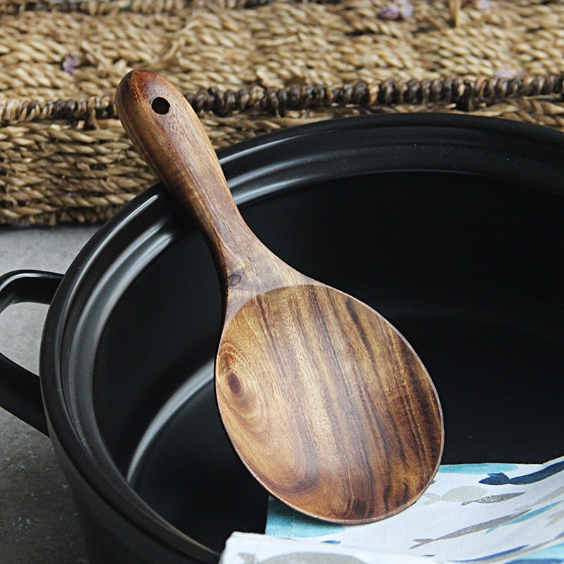 Natural Teak Wooden Rice Spoon 18cm by HitMyNeed