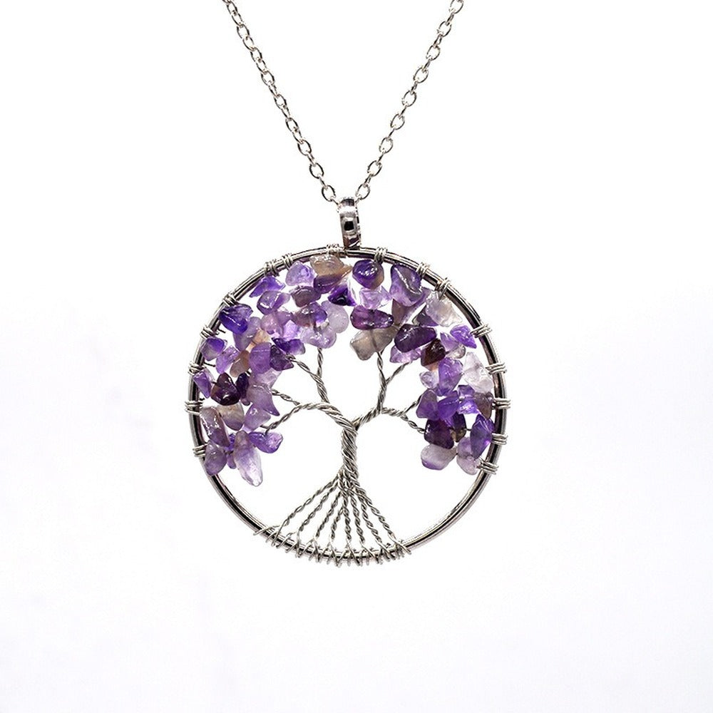 Natural Tree of Life Crystal Pendant Necklace by HitMyNeed