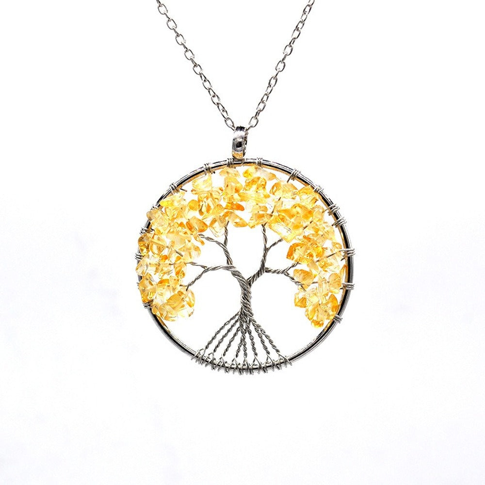 Natural Tree of Life Crystal Pendant Necklace by HitMyNeed