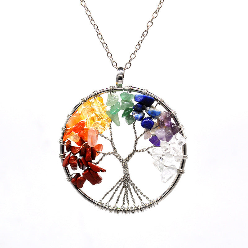 Natural Tree of Life Crystal Pendant Necklace 7-colors by HitMyNeed