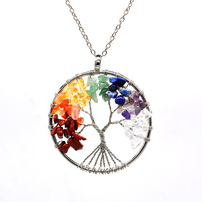 Natural Tree of Life Crystal Pendant Necklace 7-colors by HitMyNeed