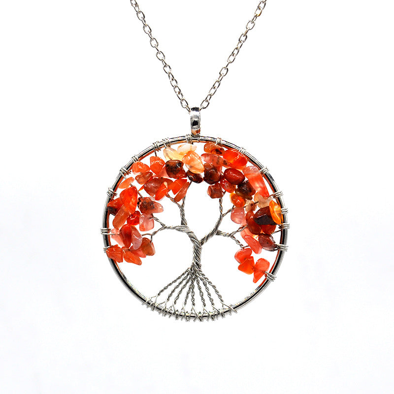 Natural Tree of Life Crystal Pendant Necklace agate-tree by HitMyNeed