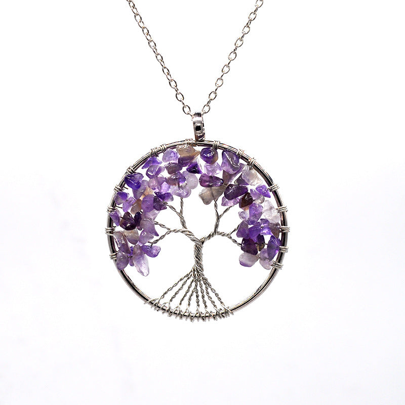 Natural Tree of Life Crystal Pendant Necklace amethyst by HitMyNeed