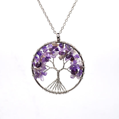 Natural Tree of Life Crystal Pendant Necklace amethyst by HitMyNeed