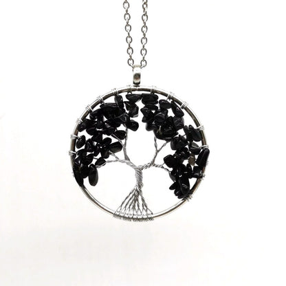 Natural Tree of Life Crystal Pendant Necklace black-crystal by HitMyNeed