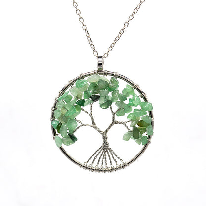 Natural Tree of Life Crystal Pendant Necklace green-east-mausoleum by HitMyNeed
